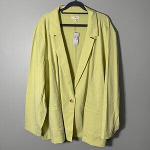 NEW‎ Maurices light lime green collared dual pocket button blazer jacket coat